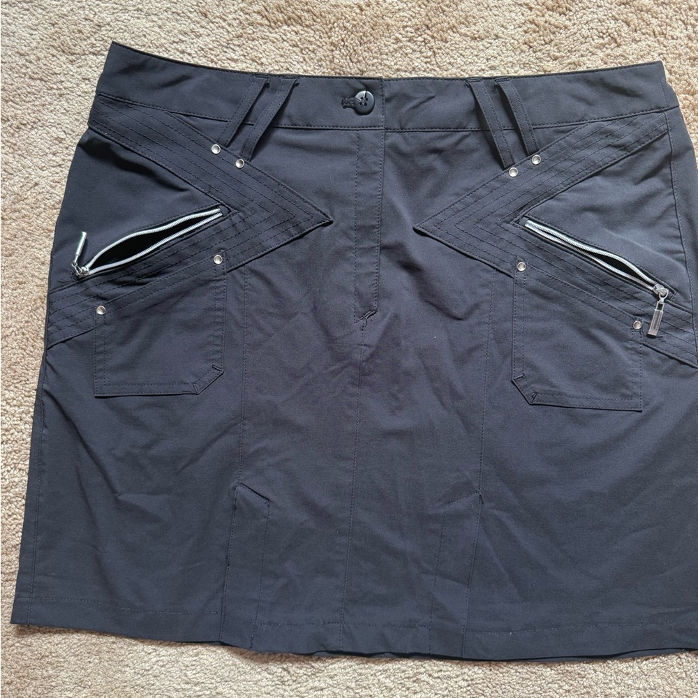 Jamie Sadock Black Golf Skirt with Zipper Accents